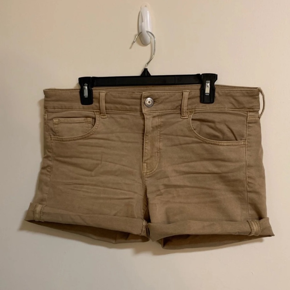 American Eagle Khaki Tan Midi Shorts